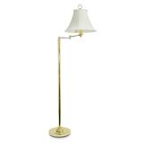 "Ledu Swing Arm Floor Lamp - 58"" Height - Incandescent Bulb - Swivel Arm, Weighted Base - Circle - Brass, Cream"