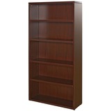 "Lorell 87000 Series 5-Shelf Bookcase - 72"" Height x 36"" Width x 12.5"" Depth - 2 Drawer - Wood - Mahogany"