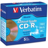 CD-R Archival Grade Disc, 700MB, 52x, w/Jewel Case, Gold, 5/Pack  MPN:96319