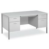 "HON Executive Double Pedestal Desk - Rectangle - 29.5"" x 60"" x 30"" - Steel - Light Gray"