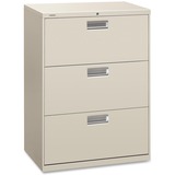 "HON 600 Series Lateral File With Lock - 40.87"" Height x 30"" Width x 19.25"" Depth - 3 x File Drawer(s) - Letter, Legal - Security Lock - Putty"
