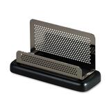 Rolodex Distinctions Pewter Business Card Holder - 6.35" x 4.75" x 4.76" - Wood, Steel - Black, Gunmetal