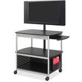 Safco Scoot Open Flat Panel Multimedia Display Cart - Steel - Black
