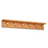 Safco Contempo Wall Coat Rack - 6 Hook - 60 lb Capacity - Aluminum, Wood Hook, Base - Oak