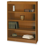 Safco Square Edge Veneer Bookcase - Particleboard - 4 x Shelf(ves) - Security Lock - Medium Oak