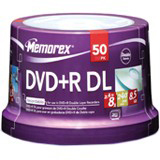 Dual-Layer DVD+R Discs, 8.5 GB, 50/Pk  MPN:5732