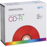 CD-R Discs, 700MB/80min, 52x, Slim Jewel Cases, Cool Colors, 10/Pk  MPN:4601