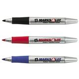 Avery Marks-A-Lot FineMark Permanent Markers - 0.1 mm Marker Point Size - Red Ink, Blue Ink, Black Ink - Silver Barrel - 3 / Set