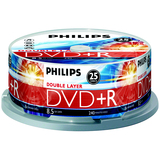 Philips DR8S8B25F DVD Recordable Media - DVD+R DL - 2.4x - 8.50 GB - 25 Pack Spindle DR8S8B25F/17