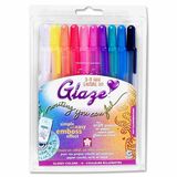 bruynzeel-sakura Glaze 3-D Glossy Ink Pen - 0.8 mm Pen Point Size - Yellow Ink, Orange Ink, Red Ink, Pink Ink, Rose Ink, Purple Ink, Green Ink, Blue Ink, Black Ink, Clear Ink - 10 / Pack