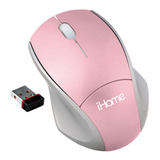 LifeWorks iHome IH-M173ZP Wireless Laser Notebook Mouse - Laser - USB - Pink