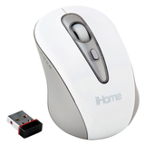 LifeWorks iHome IH-M179ZW Mid-Size Wireless Laser Mouse - Laser - USB - White - IHM179ZW