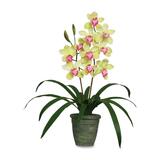 Baumgartens Sunny Cymbidium Handmade Artificial Flower with Ceramic Pot BAU98047