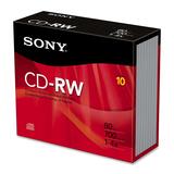 Sony 10CDRW700 CD Rewritable Media - CD-RW - 4x - 700 MB - 10 Pack Jewel Case