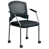 Office Star Pro-Line II 8640 Rolling Visitors Chair with Arms & Plastic Wrap Around Back OSP864028