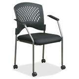 Office Star Pro-Line II 8640 Rolling Visitors Chair with Arms & Plastic Wrap Around Back OSP864030