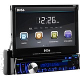 Boss BV9986BI Car DVD Player - 7" Touchscreen LCD - 340 W RMS - Single DIN - DVD Video, MP4, SVCD, Video CD, SDVD - AM, FM - Secure Digital (SD) - Bluetooth - Auxiliary Input1440 x 234 - iPod/iPhone Compatible - In-dash
