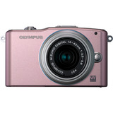 Olympus PEN E-PM1 12.3 Megapixel Mirrorless Camera (Body with Lens Kit) - 14 mm - 42 mm - Pink, Silver V206011PU000