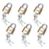 TRYTEN Tryten 25MM Brass Padlock Keyed Alike Steel Shackle 6 Pack