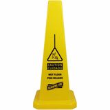 Genuine Joe Four Sided Safety Cone Caution Sign - 58880