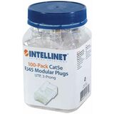 INTELLINET NETWORKING Intellinet Cat5e 3-prong Modular Plugs, Jar of 100