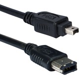QVS QVS 25ft IEEE1394 FireWire/i.Link 6Pin to 4Pin A/V Black Cable