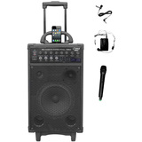 PYLE PylePro 800 Watt Dual Channel Wireless Rechageable Portable PA System With iPod/iPhone Dock, FM Radio /USB/SD, Handheld Microphone, and Lavalier Microphone