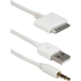 QVS QVS Hi-fi Stereo Audio & USB Charger Cable for iPod, iPhone & iPad/2/3