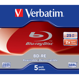 VERBATIM AMERICAS LLC Verbatim 43615 Blu-ray Rewritable Media - BD-RE - 2x - 25 GB - 5 Pack