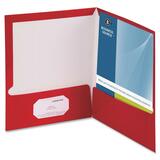 Business Source Two-Pocket Folders with Business Card Holder