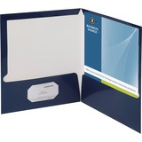 Business Source Two-Pocket Folders with Business Card Holder