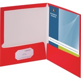 Business Source Two-Pocket Folders with Business Card Holder