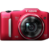 Canon PowerShot SX160 IS 16 Megapixel Compact Camera - Red 6801B005