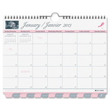 Day-Timer Pink Ribbon Tabbed Wall Calendar 68556-13
