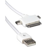 QVS QVS USB Dock Sync & Charger 3-in-1 Cable for iPod, iPhone, and iPad/2/3
