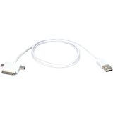 QVS QVS 3-Meter USB Dock Sync & Charger 3-in-1 Cable for iPod/iPhone and iPad/2/3