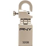 PNY Hook Attache 32 GB USB 2.0 Flash Drive - Metallic - PFDI32GAPPHKGE