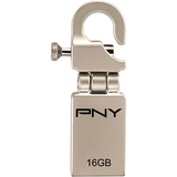 PNY Hook Attache 16 GB USB 2.0 Flash Drive - Metallic - PFDI16GAPPHKGE