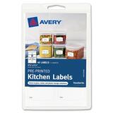 Avery Pre-Printed Kitchen Labels 41453, Green Border, 1-3/4" x 1-1/4", Pack of 40