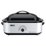 NESCO Nesco 18 Qt Roaster, Porcelain Cookwell - Silver Body