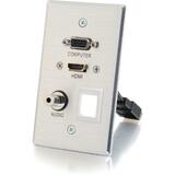 C2G C2G HDMI, VGA, 3.5mm and Keystone Pass-through Wall Plate - Aluminum