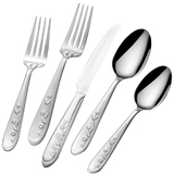 LIFETIME BRANDS International Silver Floral Frost 20 Piece Flatware Set, 18/0