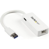 STARTECH.COM StarTech.com USB 3.0 to Gigabit Ethernet Adapter NIC w/ USB Port - White