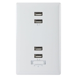 RCA RCA WP4UWR USB 4 Outlet Wall Plate Charger - White
