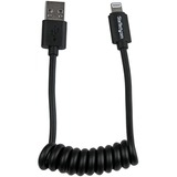 STARTECH.COM StarTech.com 0.3m (1ft) Coiled Black Apple 8-pin Lightning Connector to USB Cable for iPhone / iPod / iPad