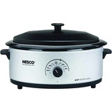METAL WARE - NESCO Nesco 6 Qt. Silver Roaster, Glass Lid and Porcelain Cookwell