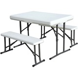 STANSPORT Stansport Folding Table With Bench Seats - White - 44