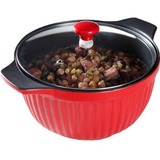 GIBSON Gibson Denhoff 3qt Ribbed Casserole, Red