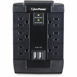 CYBERPOWER CyberPower CSP600WSU Professional 6 Swivel Outlets Surge with 1200J, 2-2.1A USB & Wall Tap
