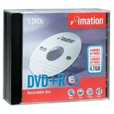 imation® DVD+R Discs, 4.7GB, 16x, w/Jewel Cases, Silver, 5/Pack
